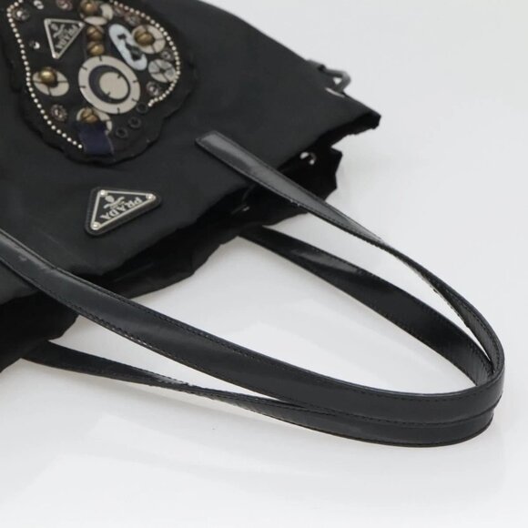 PRADA Tote Bag Nylon Black Silver Auth - Picture 6 of 16